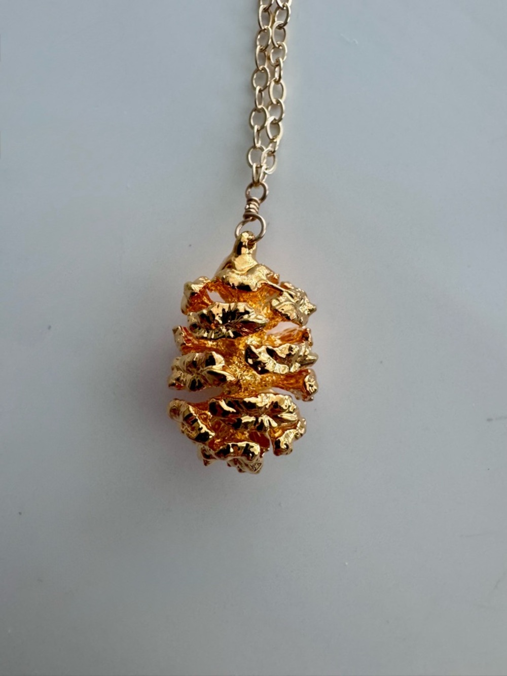 Gold Pinecone Pendant Necklace - Women Jewelry